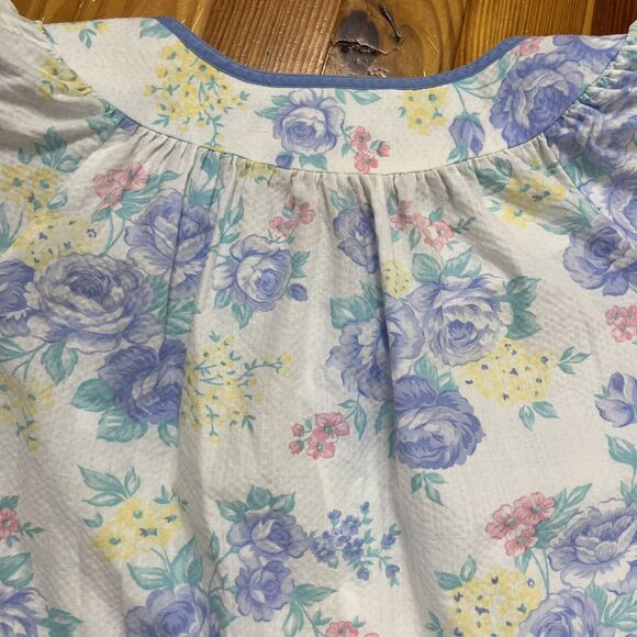 Vtg Flower Power Midi Robe Size L-XL HouseCoat Nightgown Dress Muumuu Mod Waffle - Picture 13 of 16